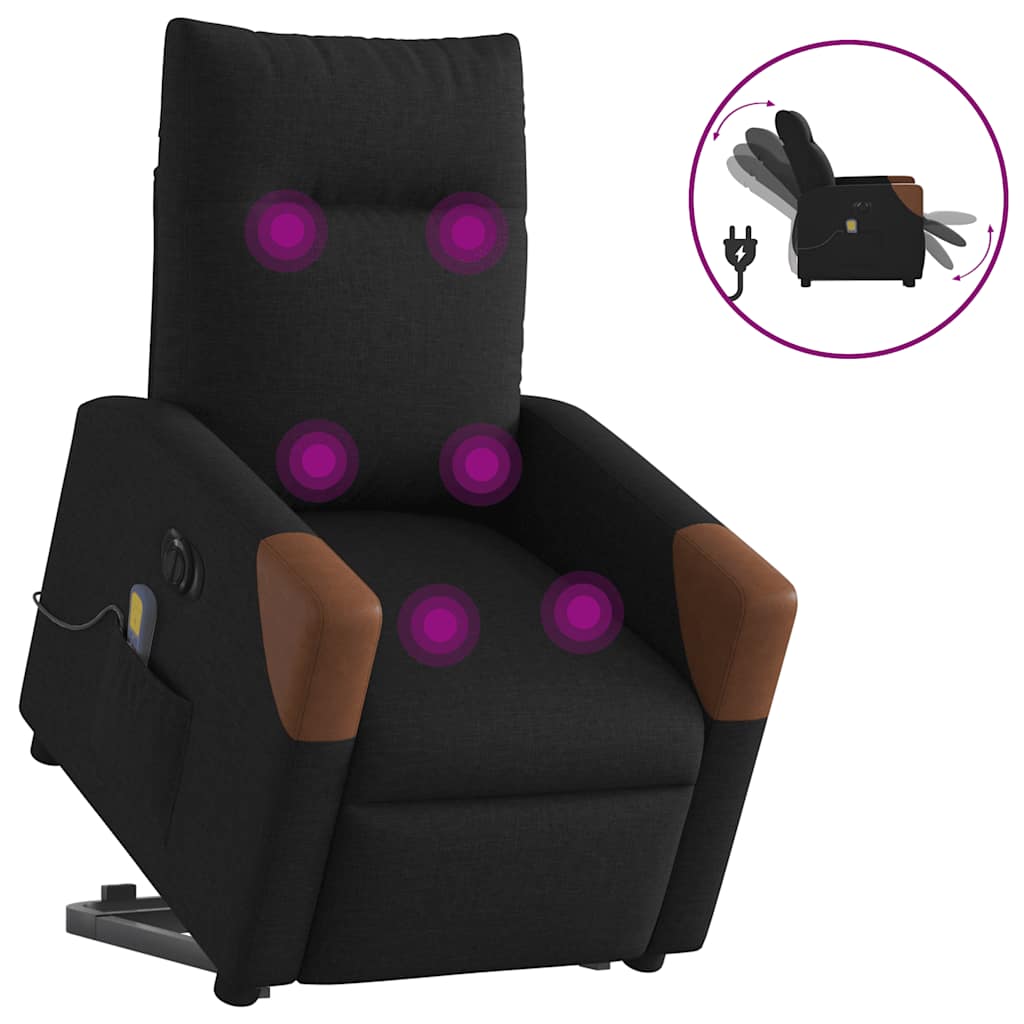 elektrisk massagestol med løftefunktion stof sort