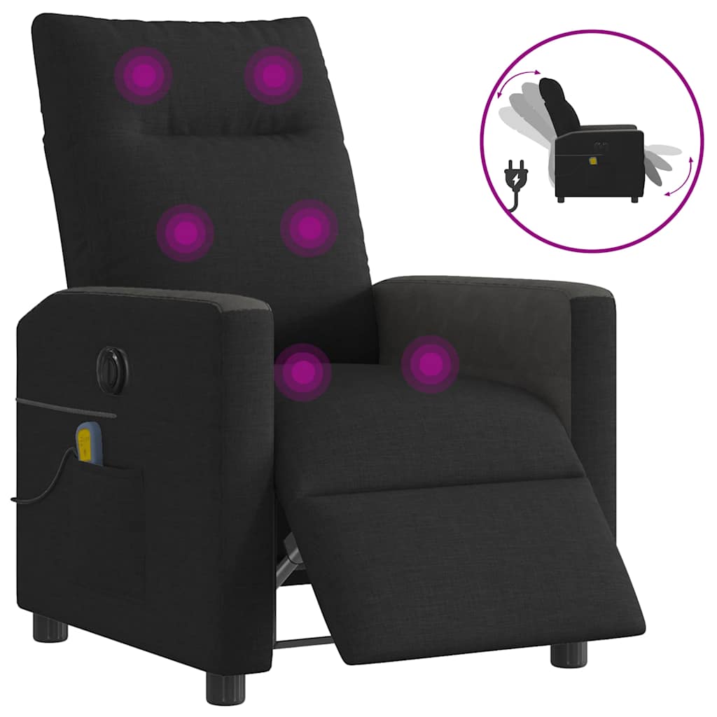 eldrevet massagestol stof sort