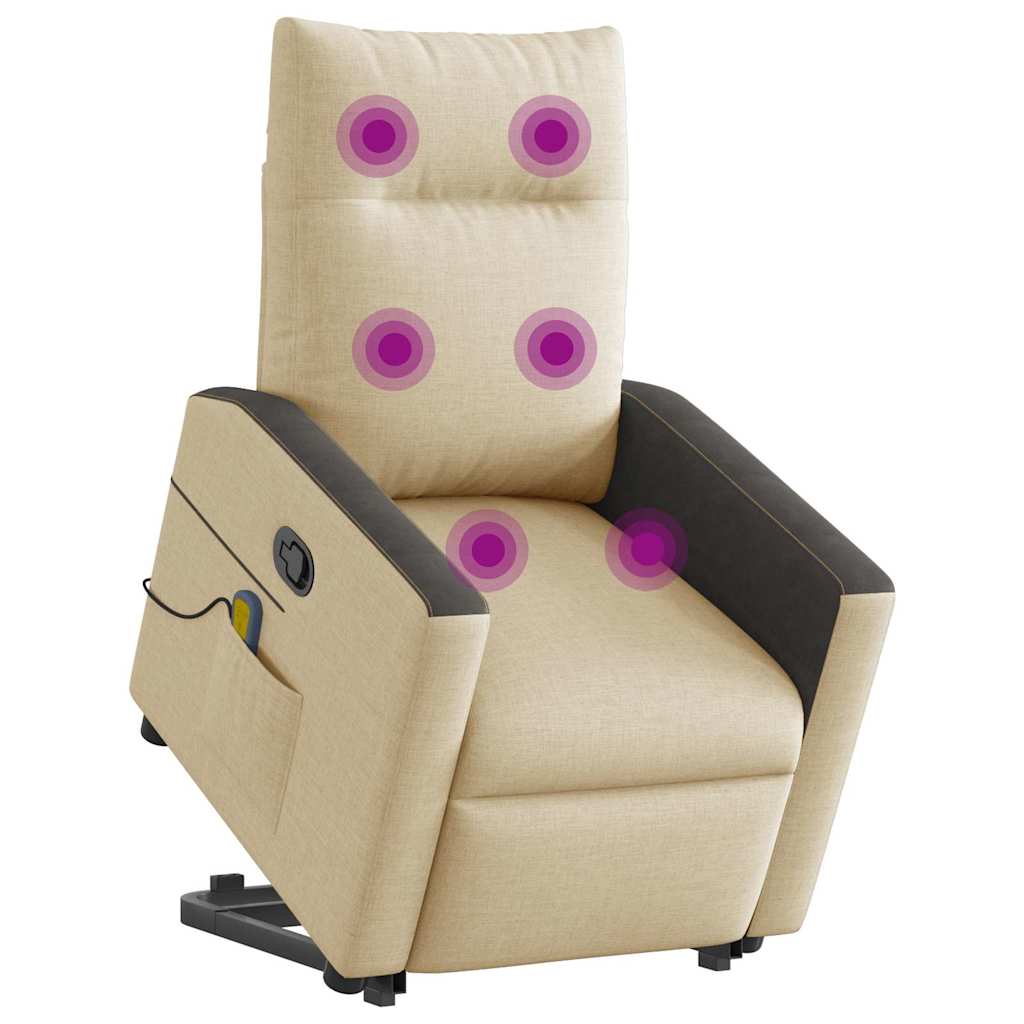 løftestol med massagefunktion stof cremefarvet