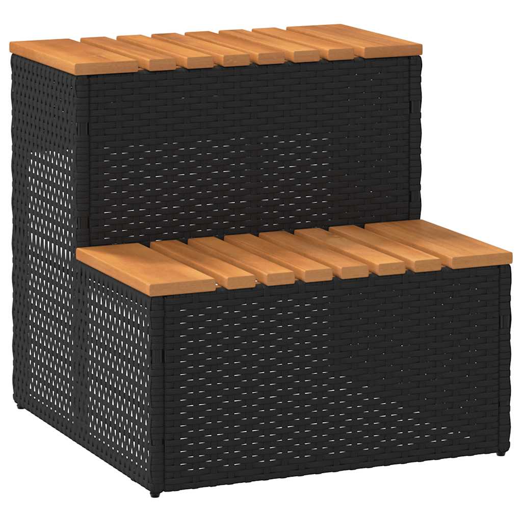 spakant 50x50x50,5 cm polyrattan og massivt akacietræ sort