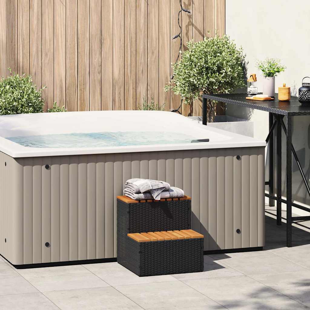 spakant 50x50x50,5 cm polyrattan og massivt akacietræ sort