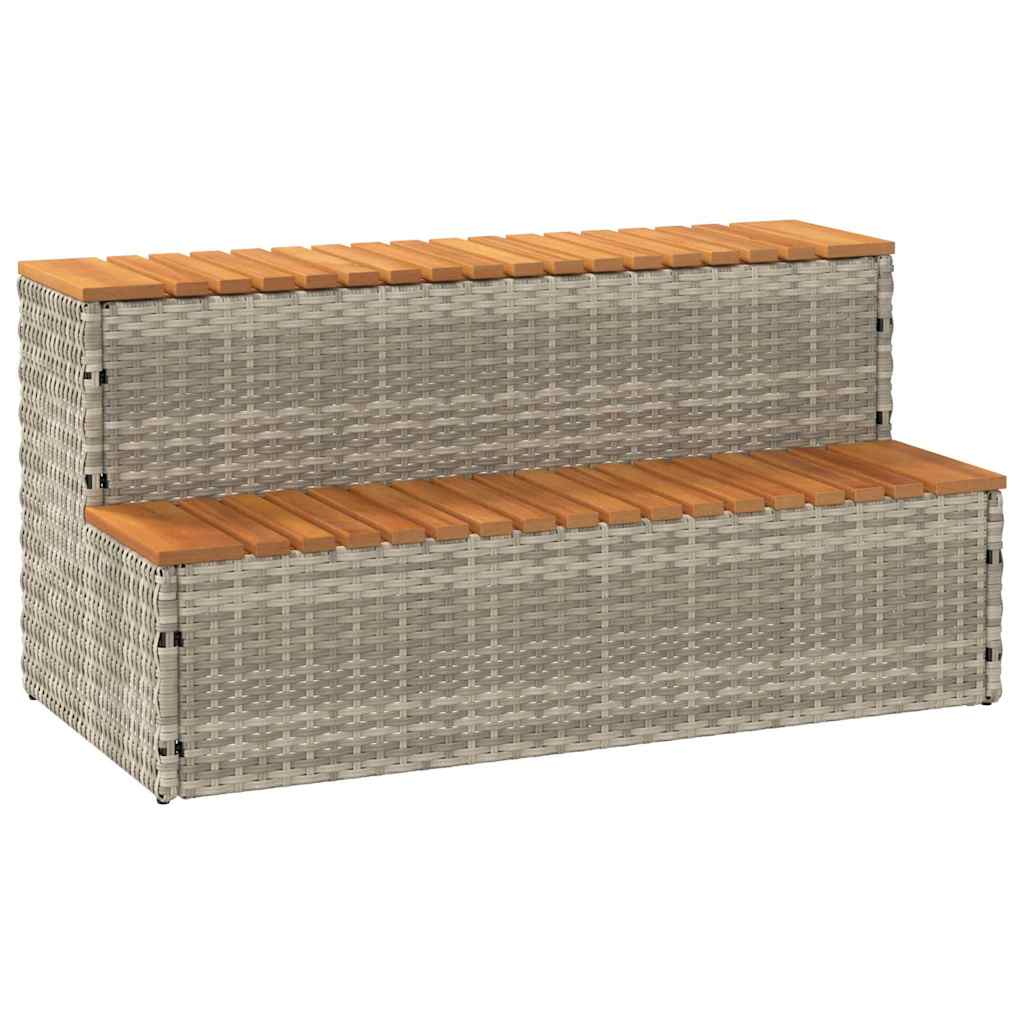 spakant 100x50x50,5 cm polyrattan og massivt akacietræ lysegrå