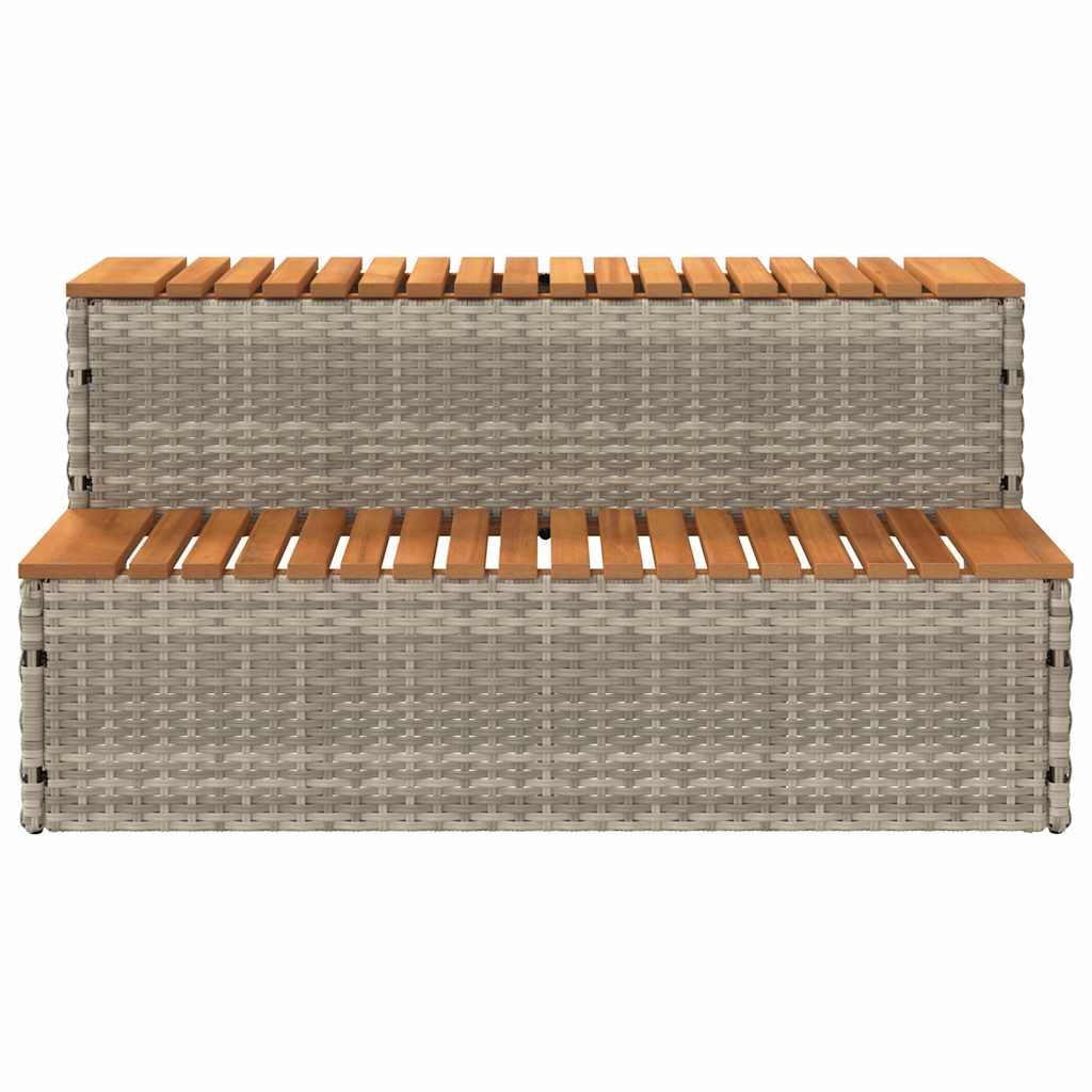 spakant 100x50x50,5 cm polyrattan og massivt akacietræ lysegrå