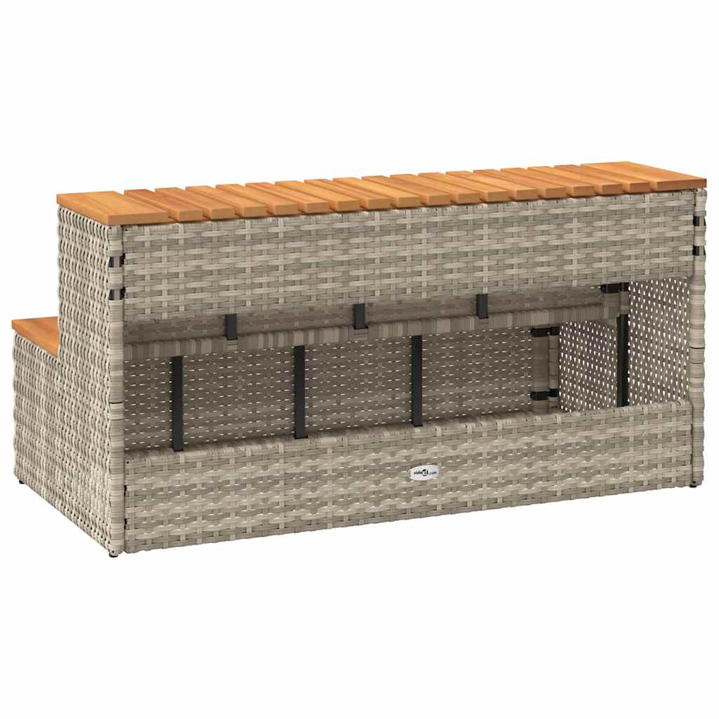 spakant 100x50x50,5 cm polyrattan og massivt akacietræ lysegrå