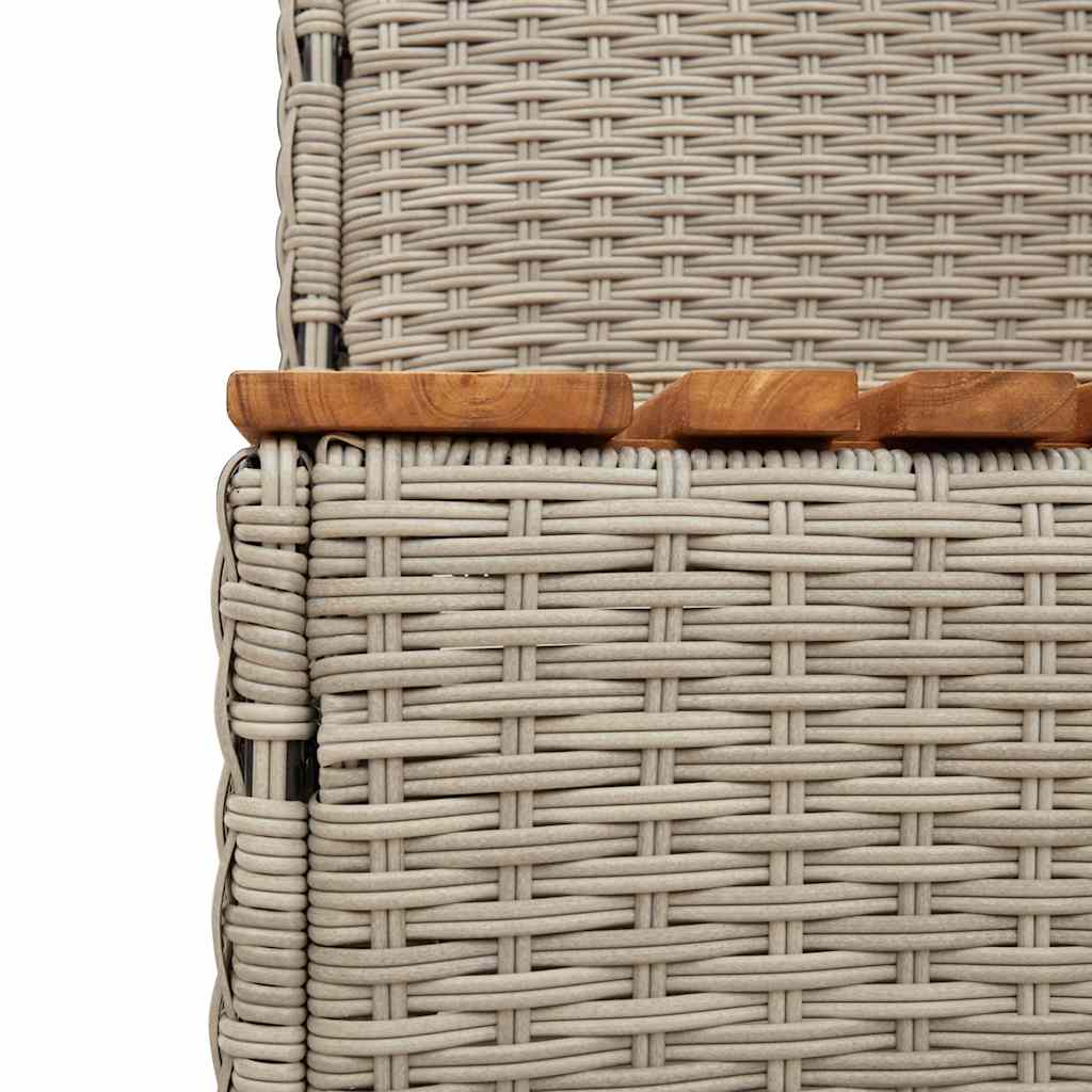 spakant 100x50x50,5 cm polyrattan og massivt akacietræ lysegrå