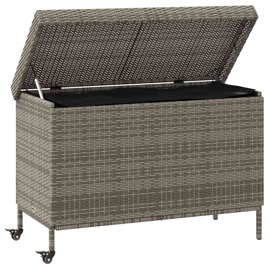 opbevaringsboks med hjul 110x55x73 cm polyrattan grå
