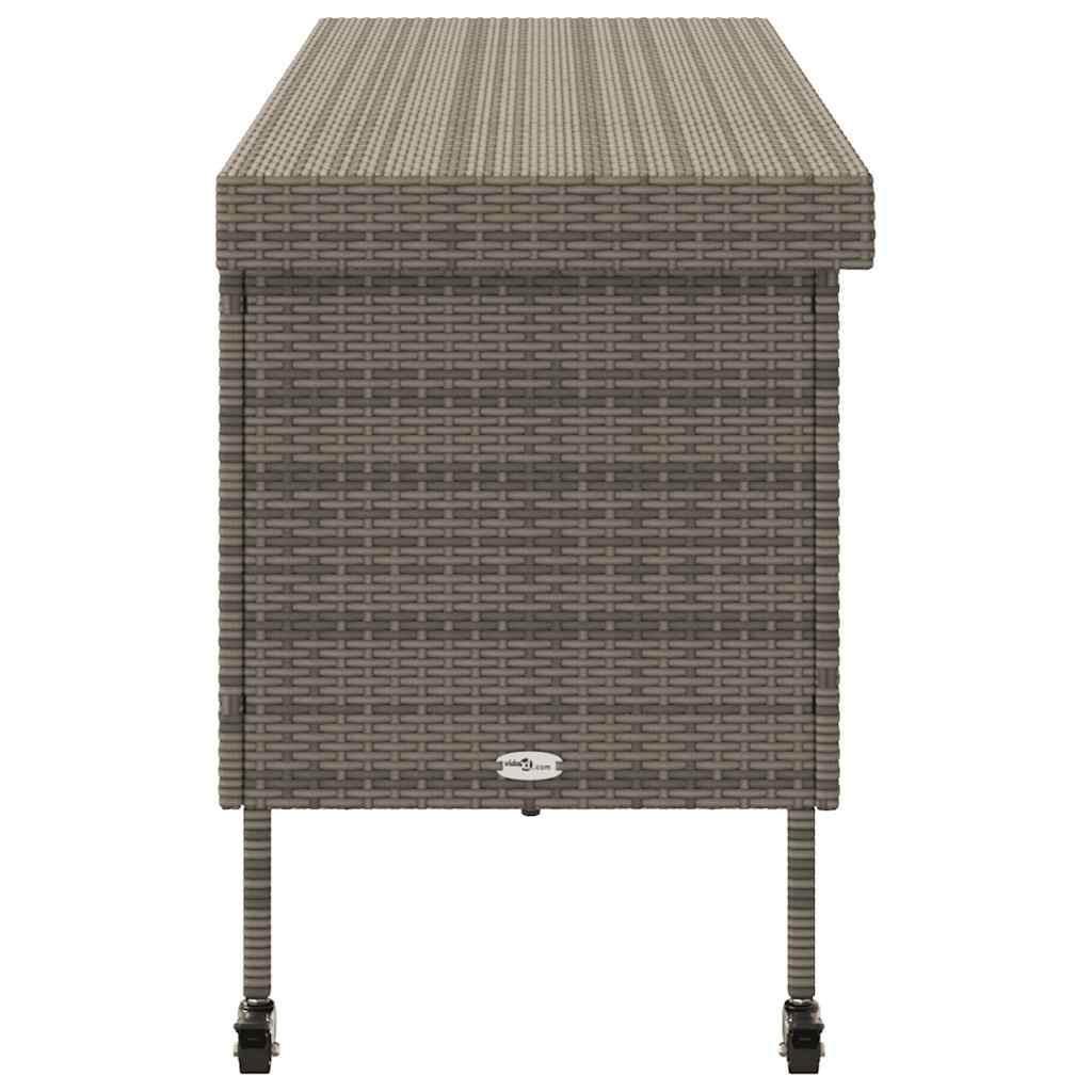 opbevaringsboks med hjul 160x55x75 cm polyrattan grå