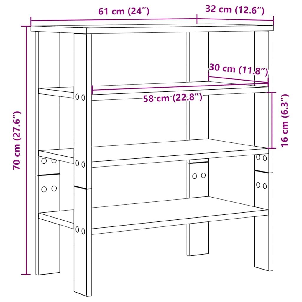 skostativ 61x32x70 cm konstrueret træ sort