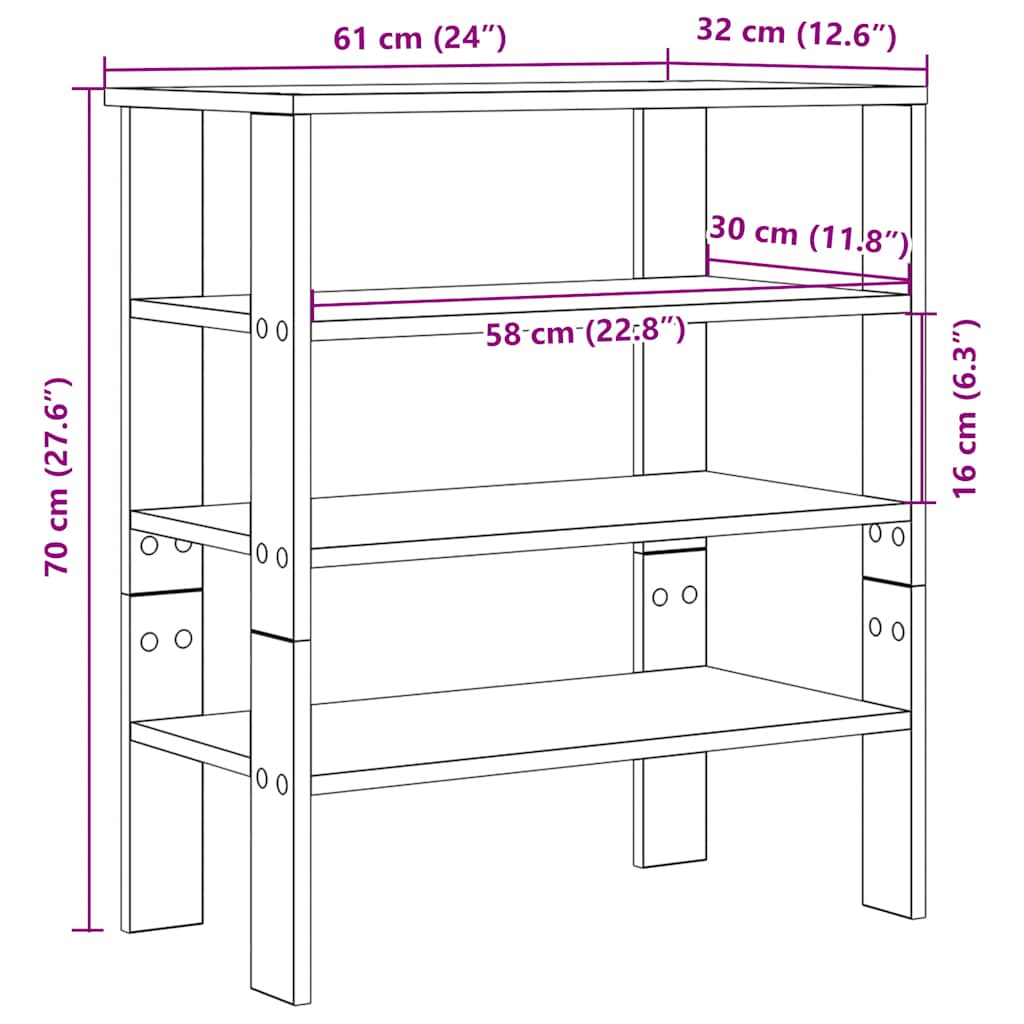 skoreol 61x32x70 cm konstrueret træ betongrå