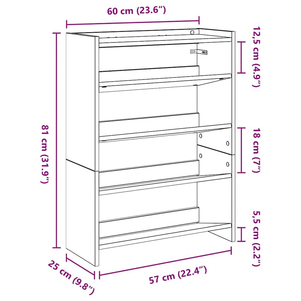 skoreol 60x25x81 cm konstrueret træ antikt træ