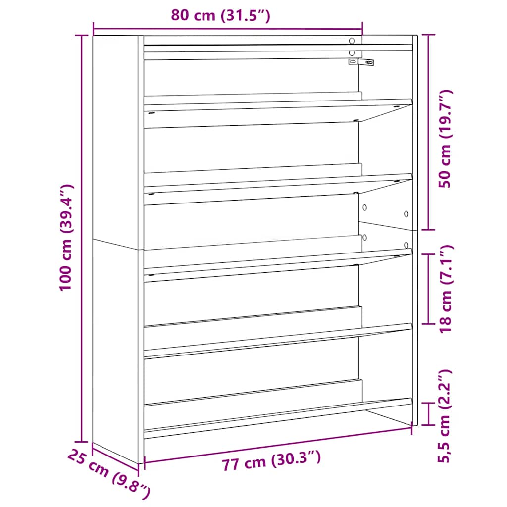 skoreol 80x25x100 cm konstrueret træ sort