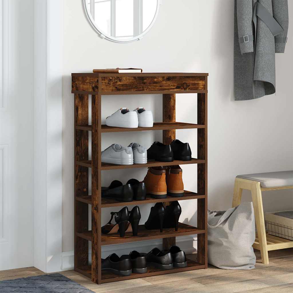 skoreol 60x30x98 cm konstrueret træ røget egetræsfarve