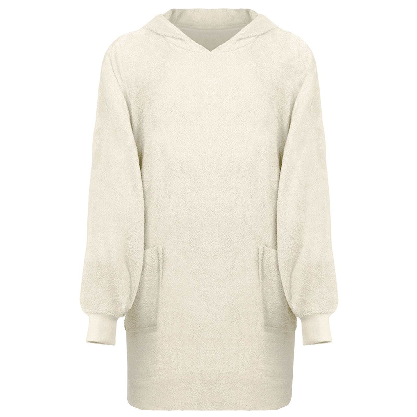 Tæppe-hoodie KINN Creme L Bomuld