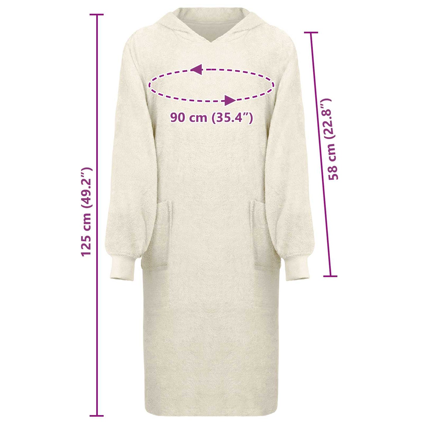 Tæppe-hoodie KINN Creme XL Bomuld