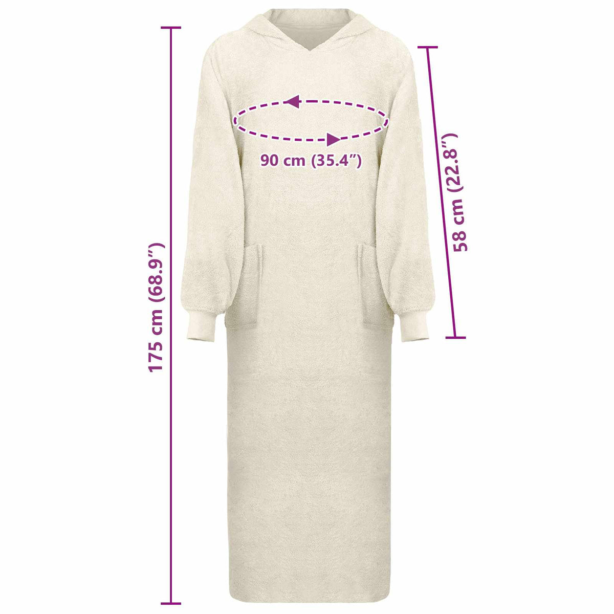 Tæppe-hoodie KINN Creme XXL Bomuld