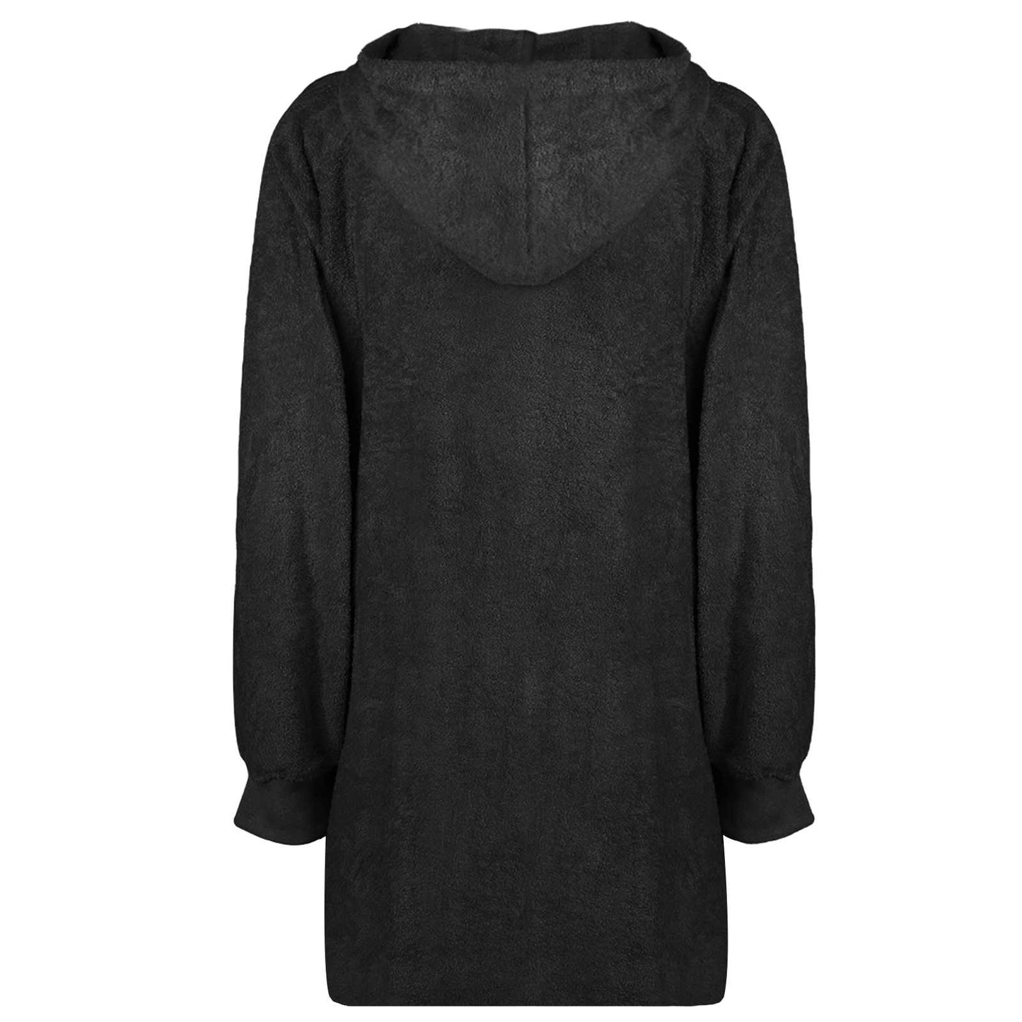 Tæppe-hoodie KINN Sort L Bomuld