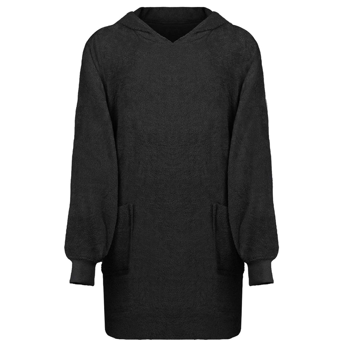 Tæppe-hoodie KINN Sort L Bomuld