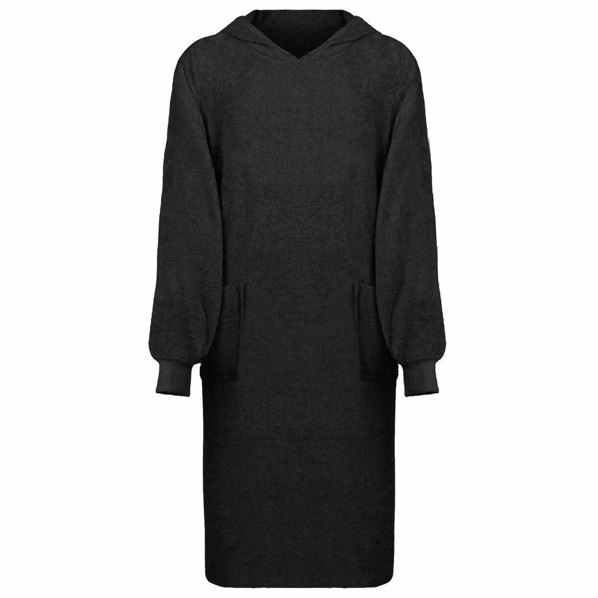 Tæppe-hoodie KINN Sort XL Bomuld