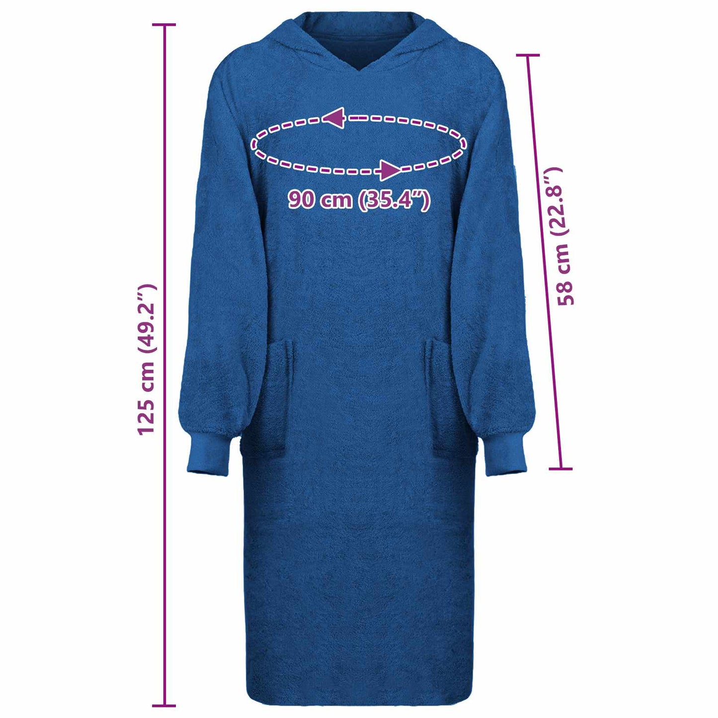 Tæppe-hoodie KINN Marineblå XL Bomuld