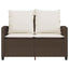 2-personers sofa med hynder og bord polyrattan brun