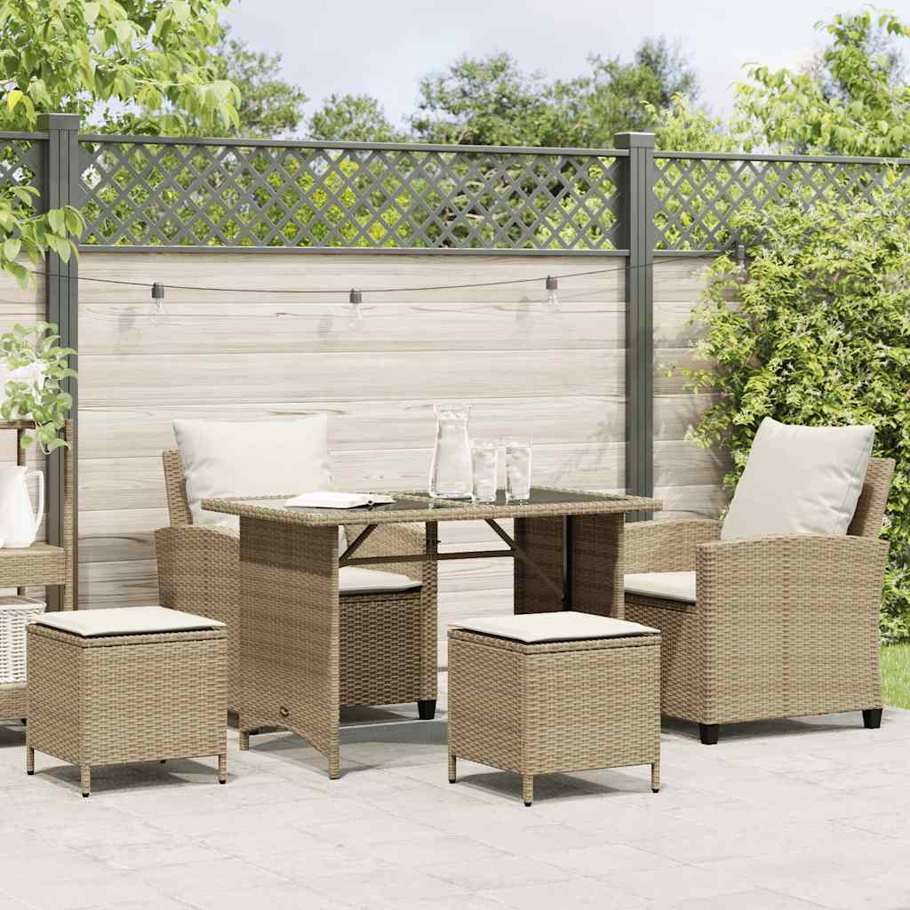sofasæt til haven 4 dele med hynder polyrattan beige