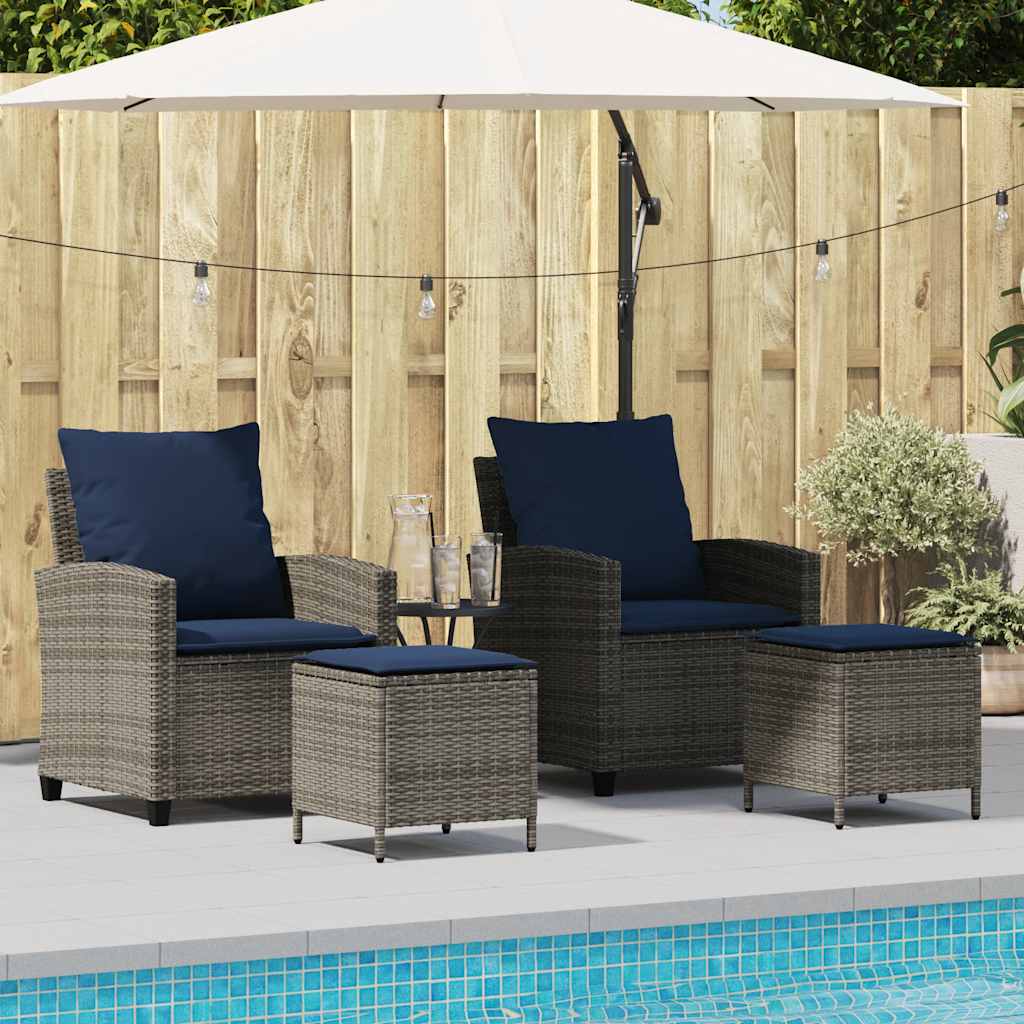 sofasæt til haven 4 dele med hynder polyrattan grå