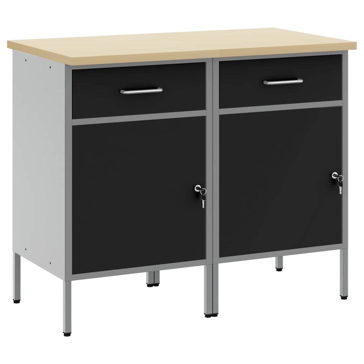 Arbejdsskab med skuffe 2 stk. Sort og grå 100 x 55 x 85 cm