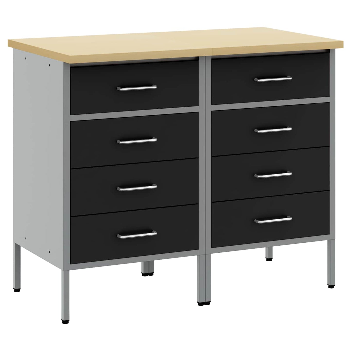 Arbejdsskab med skuffe 2 stk. Sort og grå 100 x 55 x 85 cm
