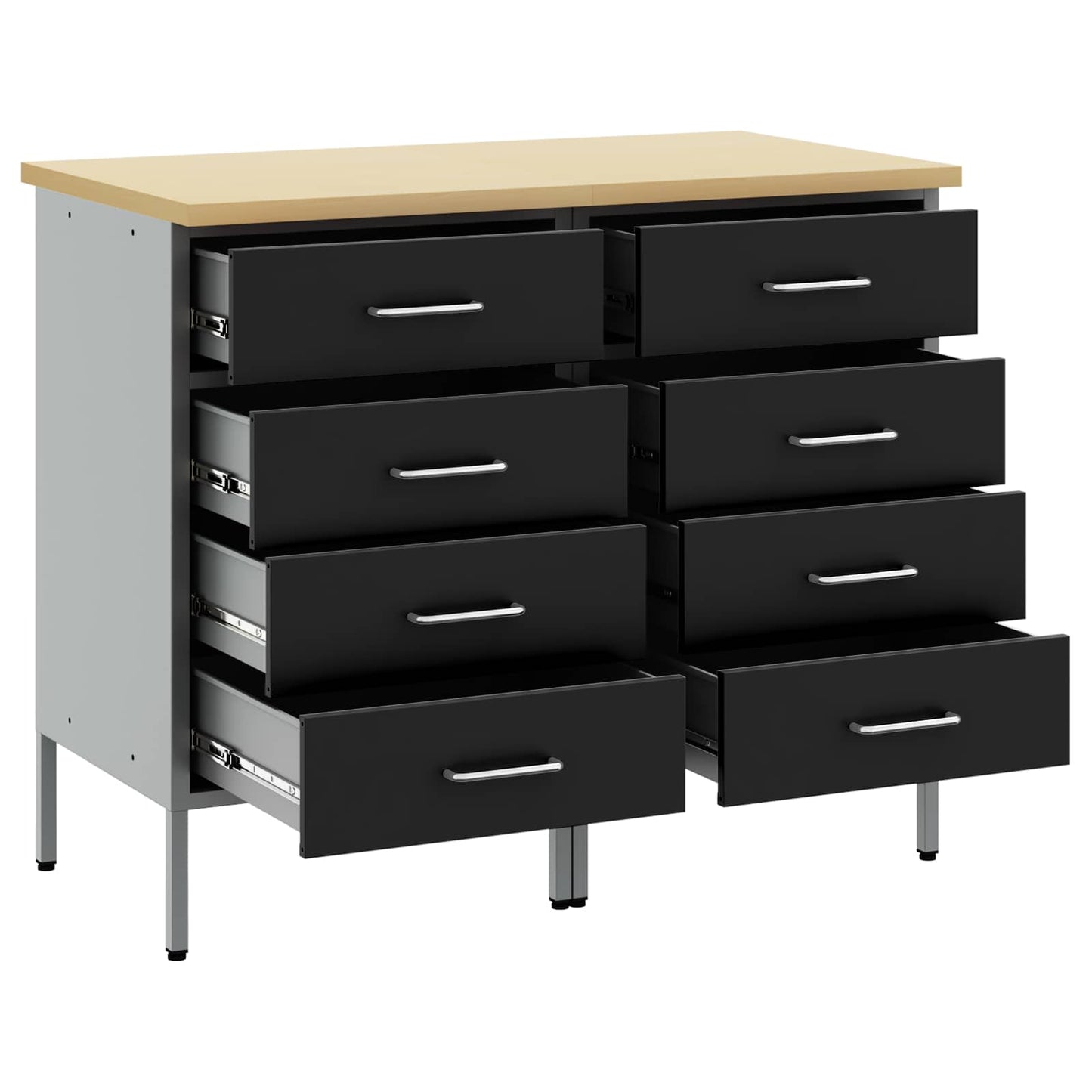 Arbejdsskab med skuffe 2 stk. Sort og grå 100 x 55 x 85 cm