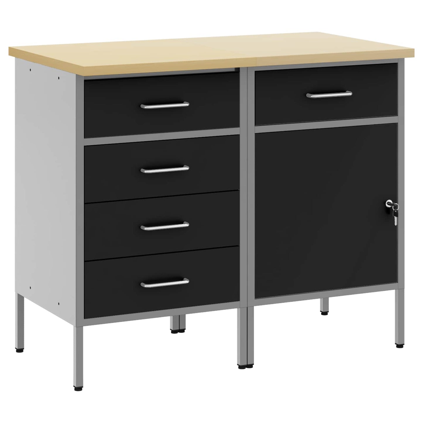 Arbejdsskab med skuffe 2 stk. Sort og grå 100 x 55 x 85 cm