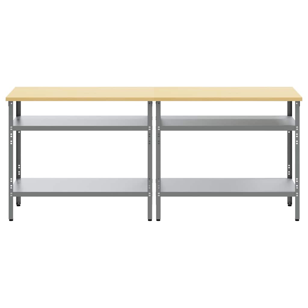 Arbejdsbænk sæt 2 stk. Beige og grå Pulverlakeret stål