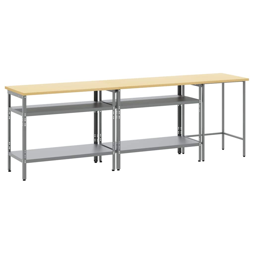 Arbejdsbænk sæt 3 stk. Beige og grå Pulverlakeret stål