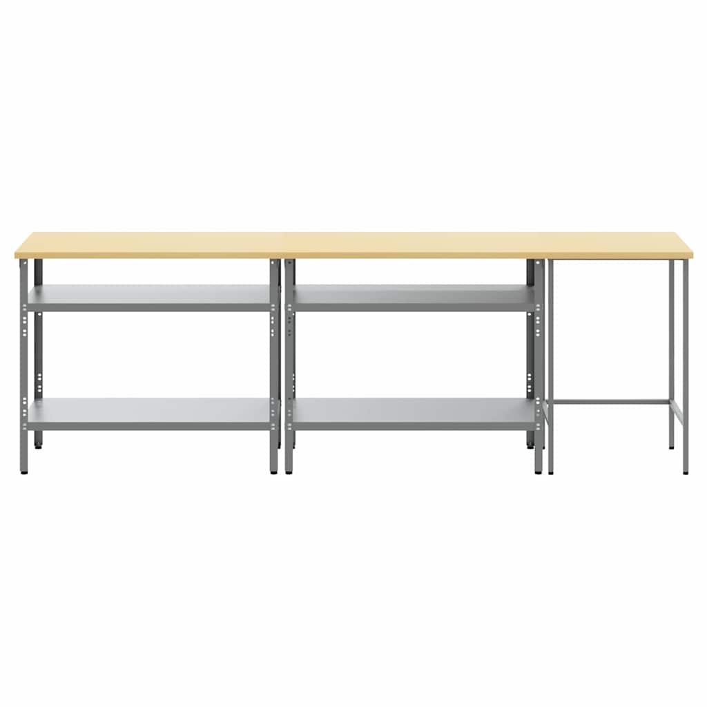 Arbejdsbænk sæt 3 stk. Beige og grå Pulverlakeret stål