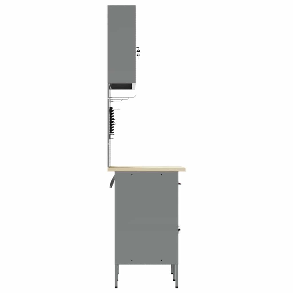 Arbejdsskab med skuffe med lås 5 stk. Rød Ingeniørtræ og stål