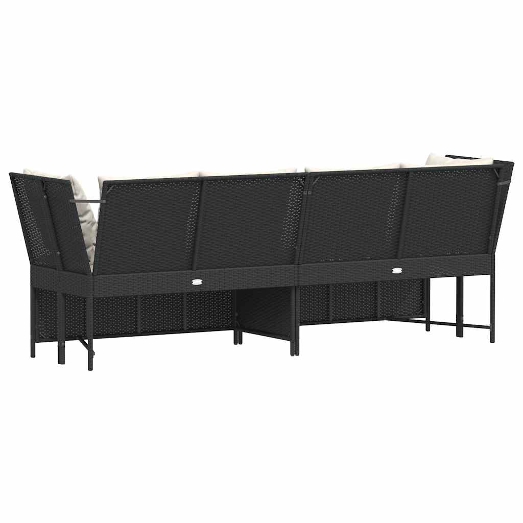 havesofa med hynder polyrattan sort
