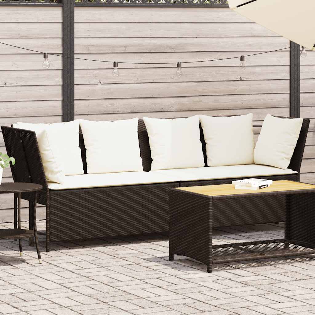 havesofa med hynder polyrattan brun