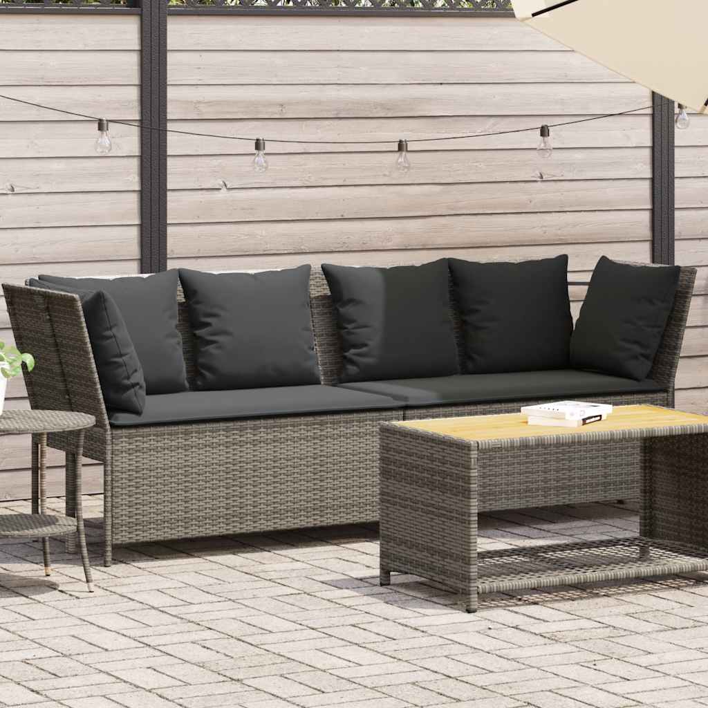 havesofa med hynder polyrattan grå