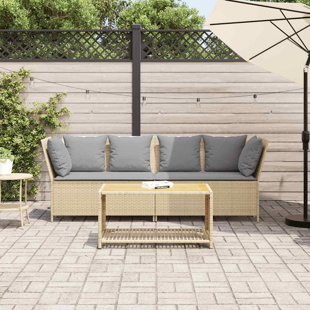 havesofa med hynder polyrattan beige