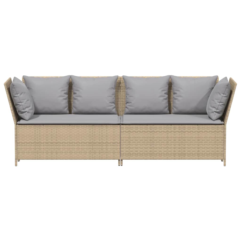 havesofa med hynder polyrattan beige
