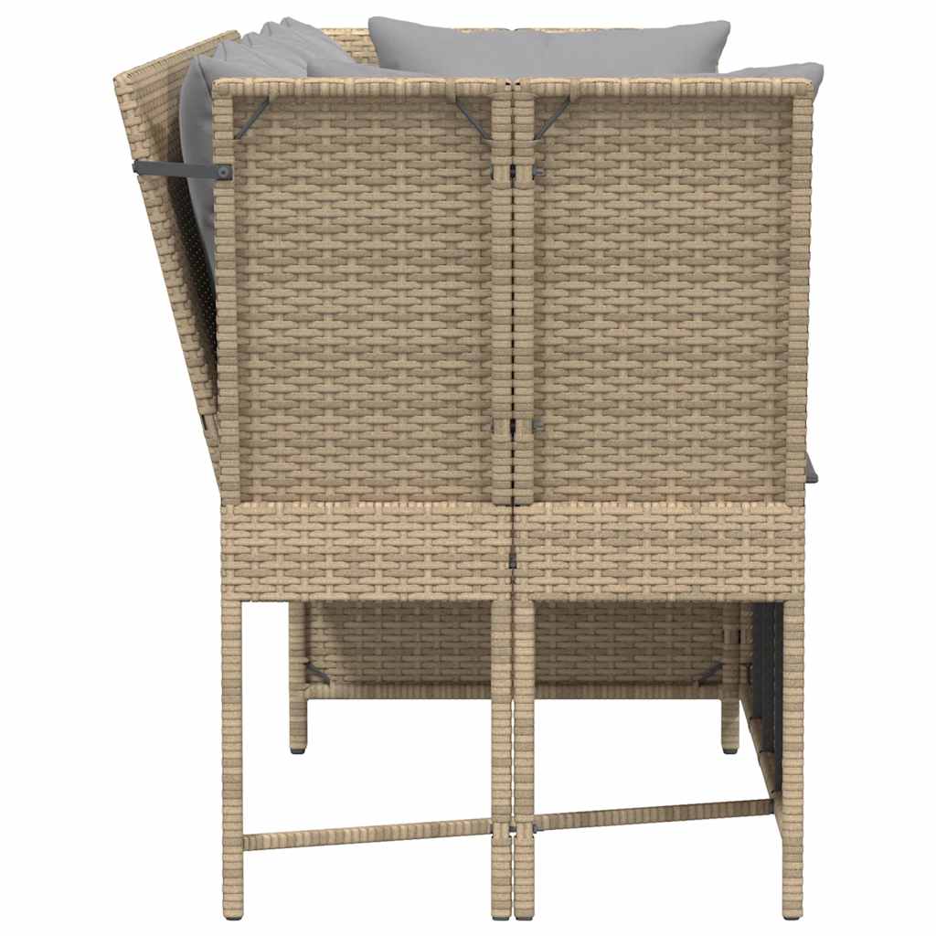 havesofa med hynder polyrattan beige