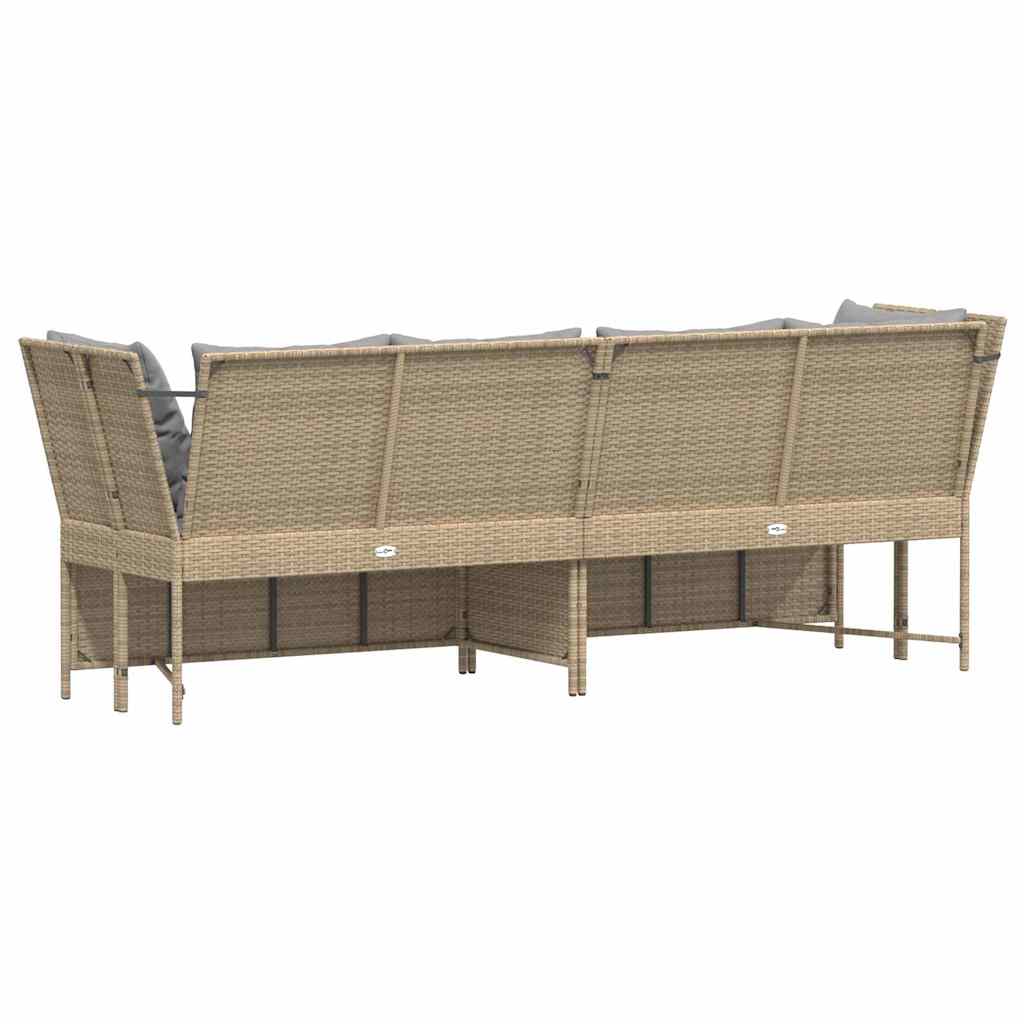 havesofa med hynder polyrattan beige
