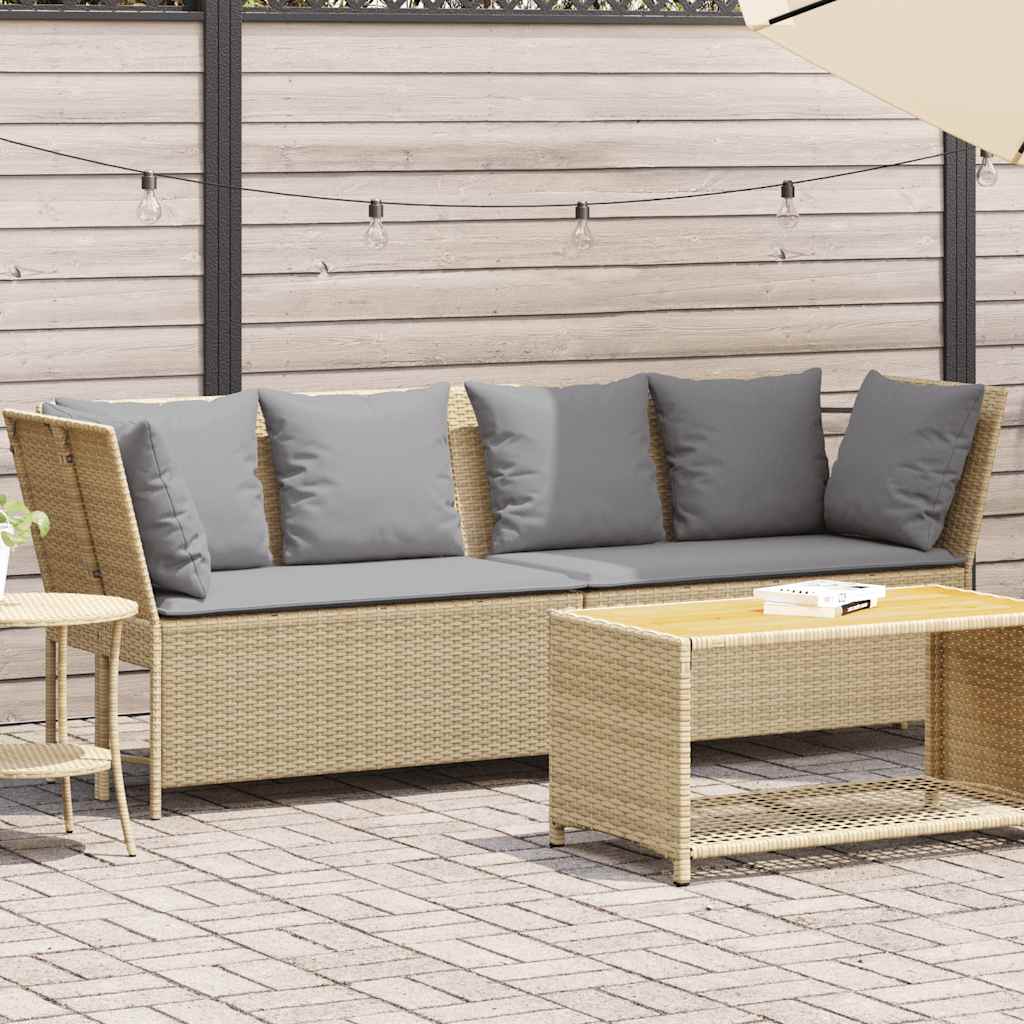 havesofa med hynder polyrattan beige