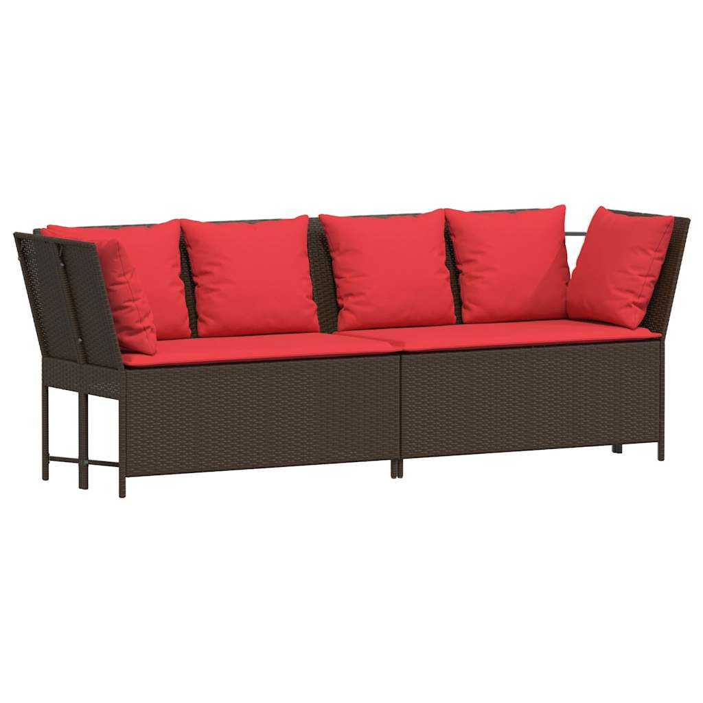 havesofa med hynder polyrattan brun