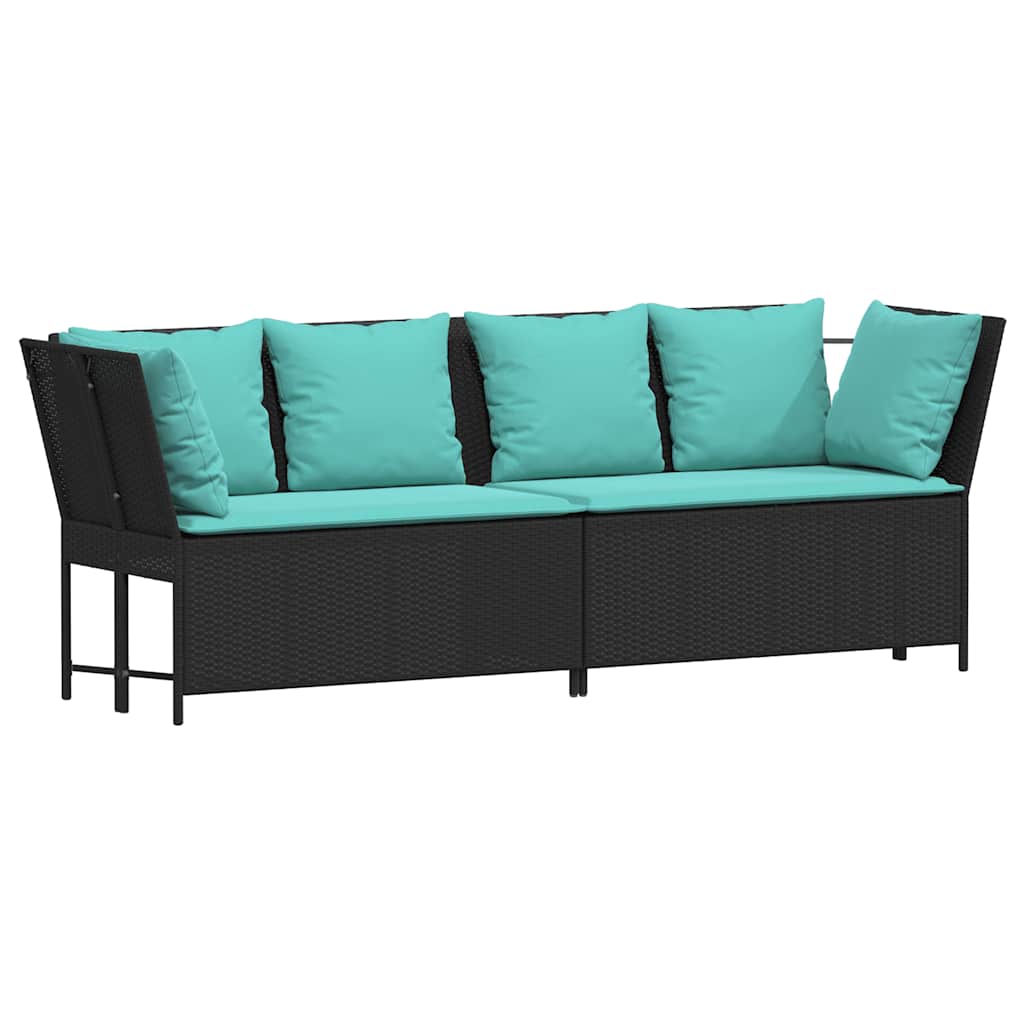 havesofa med hynder polyrattan sort