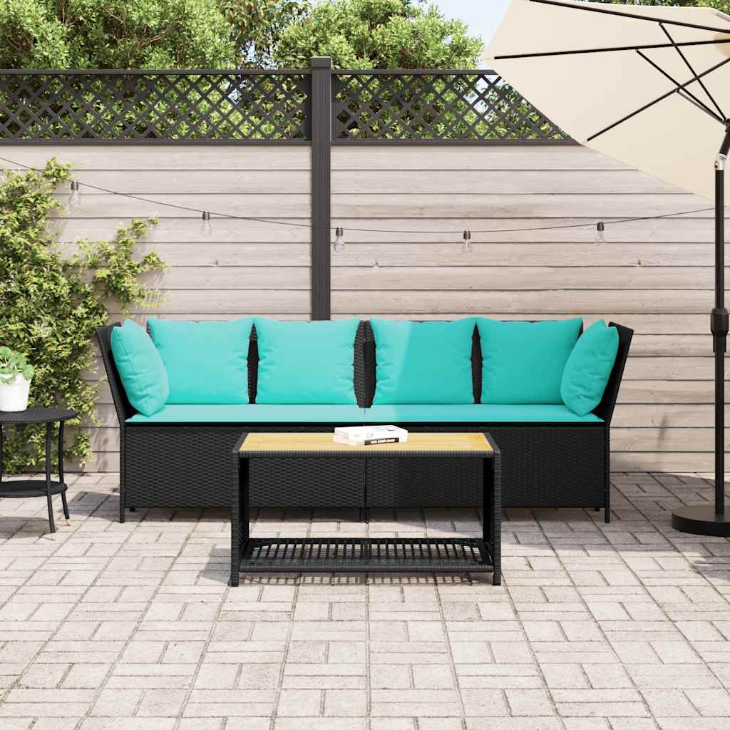 havesofa med hynder polyrattan sort