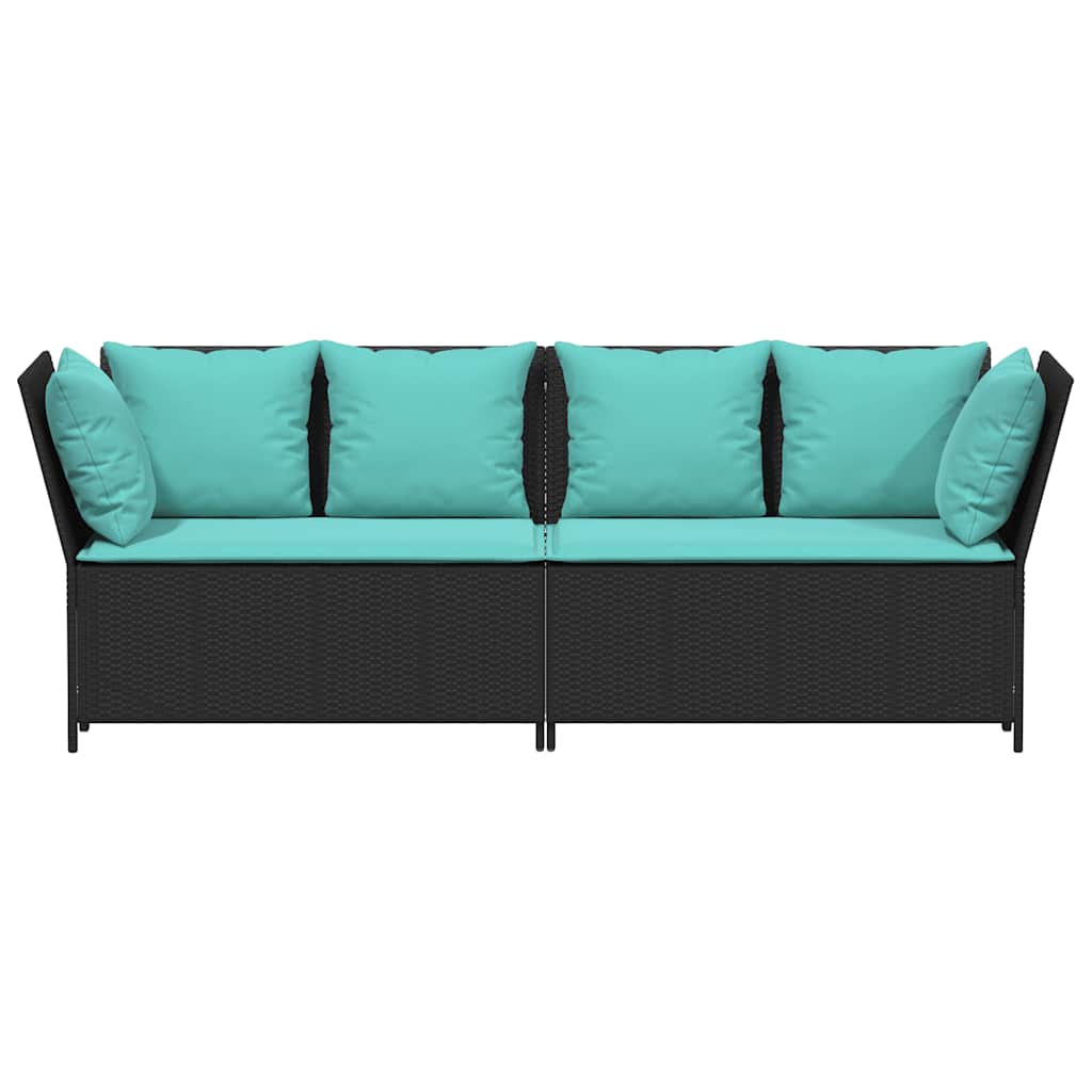 havesofa med hynder polyrattan sort