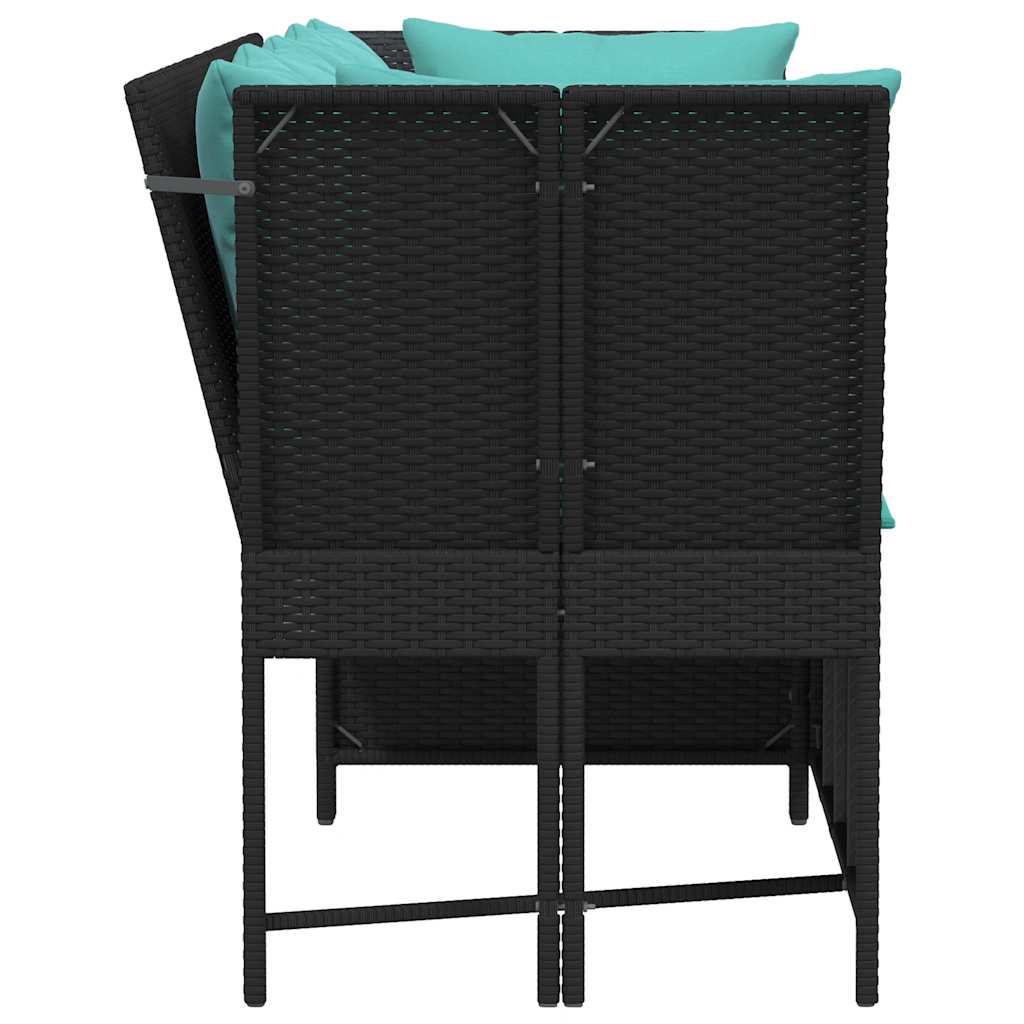 havesofa med hynder polyrattan sort