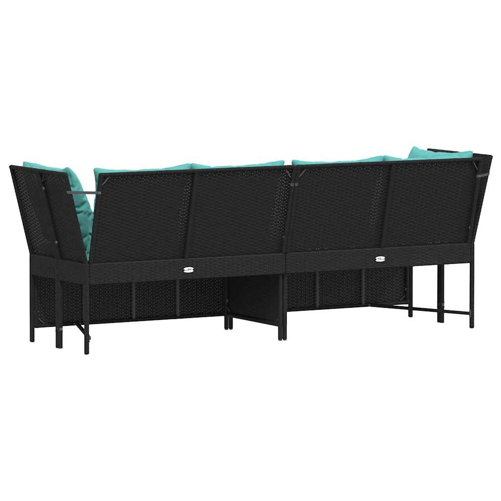 havesofa med hynder polyrattan sort