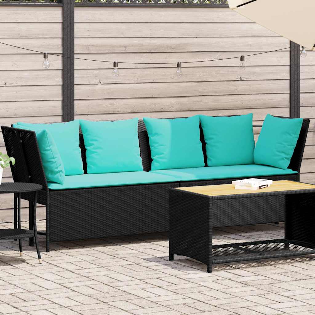 havesofa med hynder polyrattan sort