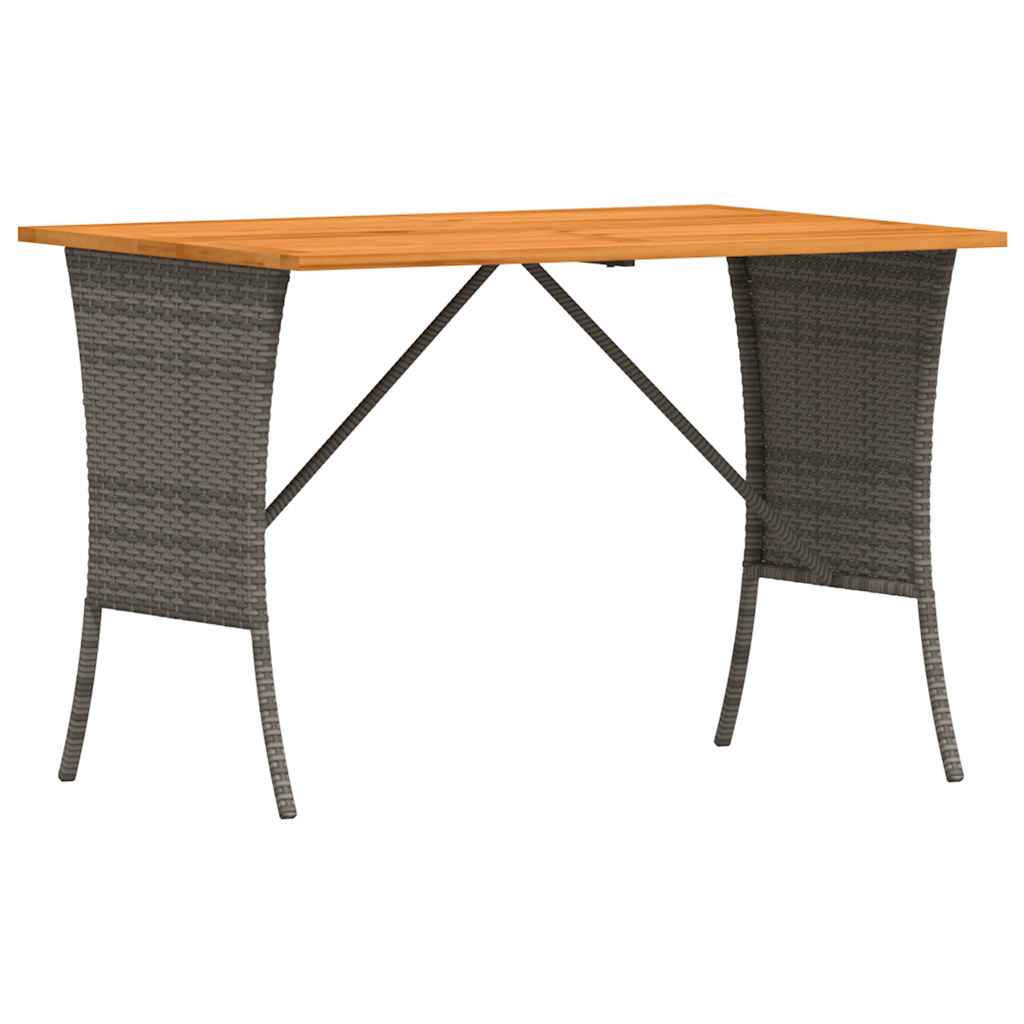 havebord med top i akacietræ 105x75x72 cm polyrattan grå